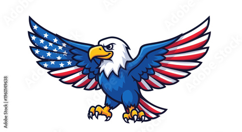 Patriotic Eagle with American Flag Wings