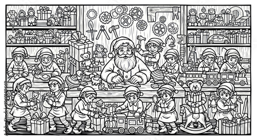 Santa's Workshop: Christmas Elves Crafting Toys with Santa Claus