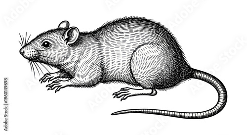 Vintage Engraving of a Rat