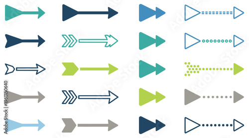 Collection of various arrow icons in different colors and styles