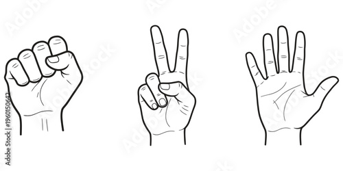 Hand gestures for numbers one two and three