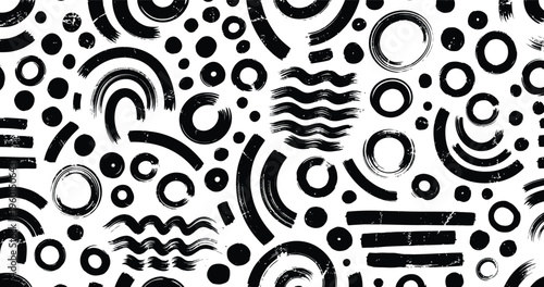 Abstract pattern of black shapes on white background