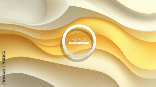 Modern dark abstract fluid layers with golden glowing edges template