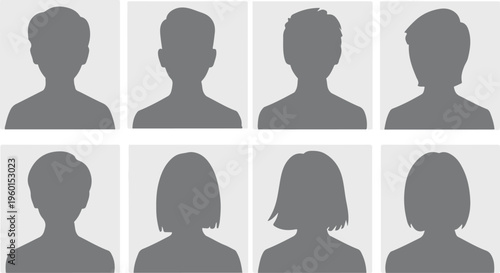 avatar profile icon silhouettes collection eight faces in frames