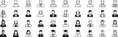 Schilderij op canvas avatar icon collection profession silhouettes for web and app ui