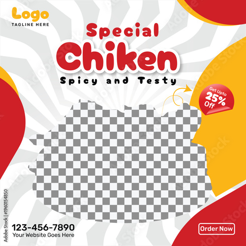 Special Chicken Social Media Post Template | Restaurant Food Promotion Banner for Instagram & Facebook