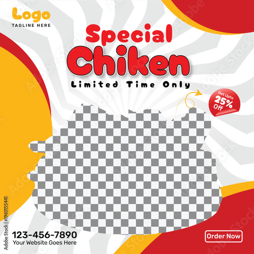 Special Chicken Social Media Post Template | Restaurant Food Promotion Banner for Instagram & Facebook