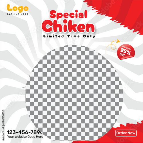 Special Chicken Social Media Post Template | Restaurant Food Promotion Banner for Instagram & Facebook