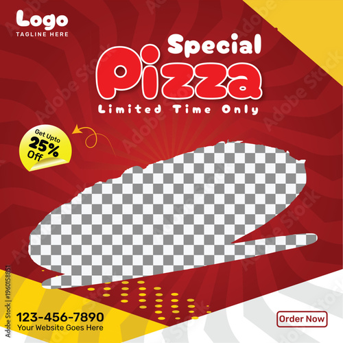 Special Pizza Social Media Post Template | Fast Food Restaurant Promotion Banner for Instagram & Facebook