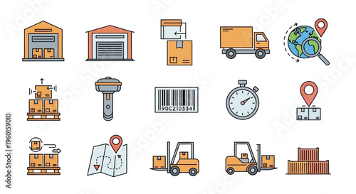 Logistics and transportation icons set.