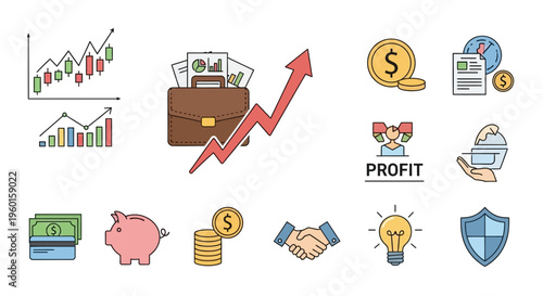 Business Finance Icons and Symbols.