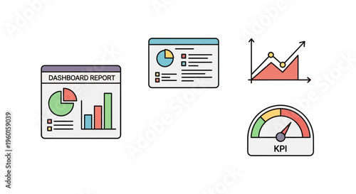Business data analysis report graphics.