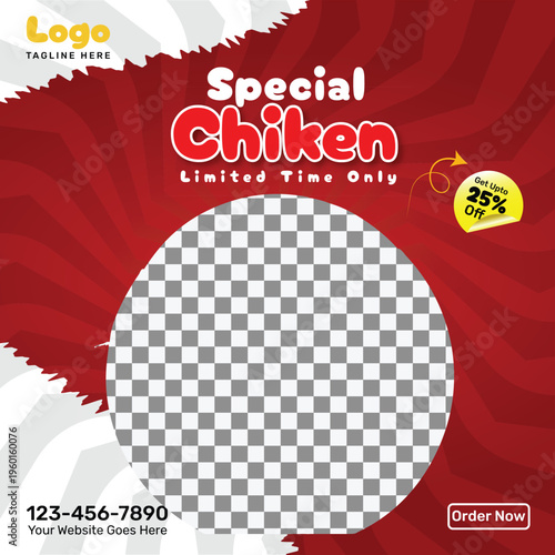 Special Chicken Social Media Post Template | Restaurant Food Promotion Banner for Instagram & Facebook