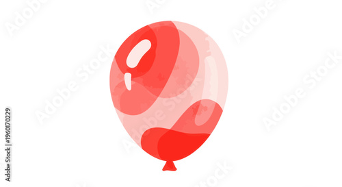 Red Balloon With Abstract Shapes Isolated on White Background