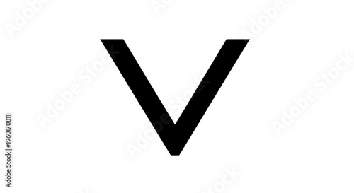 A bold, black uppercase letter 'V' in a clean, sans-serif font, prominently displayed on a stark white background, offering a versatile graphic element for various design needs.