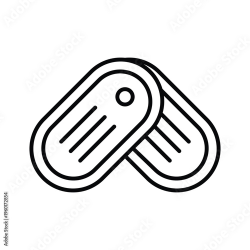 Dog tag icon representing military identity, army service, and personal identification. Suitable for defense, soldier, and security concepts.