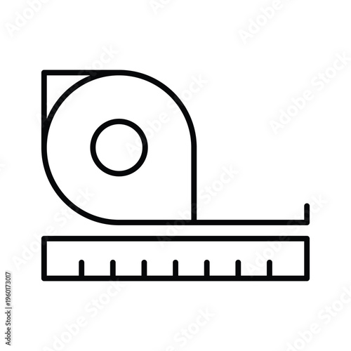 Tape measure icon representing measurement, length, size, and precision tools. Suitable for construction, tailoring, engineering, and design concepts.