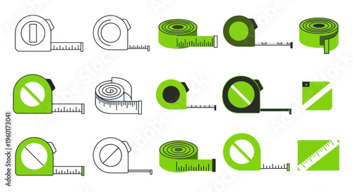 Measuring Tape Icons: Collection of Various Designs and Styles
