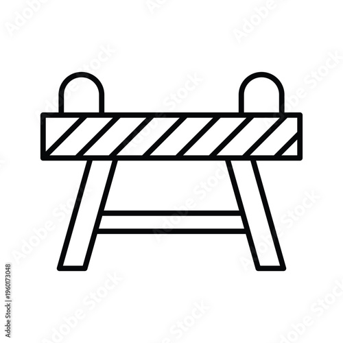 Construction barrier icon representing roadwork, warning, and safety. Suitable for traffic control, maintenance, and hazard indication concepts.