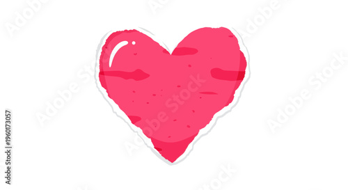 Pink Heart Shape with Glossy Outline and Textured Surface, Love Symbol