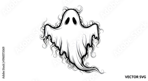 Scary Ghost Illustration - Spooky Halloween Character Drawing