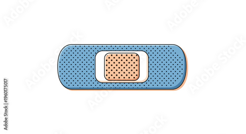 Vector Illustration of a Medical Adhesive Bandage for First Aid and Wound Care, Detailed Vector Graphic of a Strip Bandage