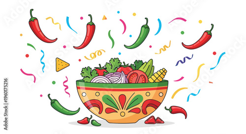Fiesta Salad Bowl with Peppers and Confetti