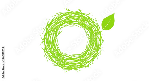 Green Nest with Leaf Icon - Eco Friendly Concept