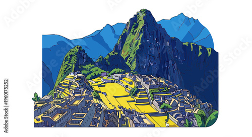 Machu Picchu ancient Inca citadel in Peru, Andes mountains, South America