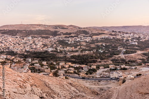 Evening view of Tafila town, Jordan