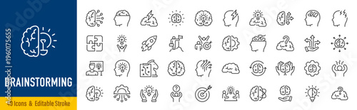 WebBrainstorming web icons in line style. Brain, idea, smart, creativity, skill, collection. Vector illustration.