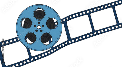 Vintage Film Reel with Strip of Movie Film