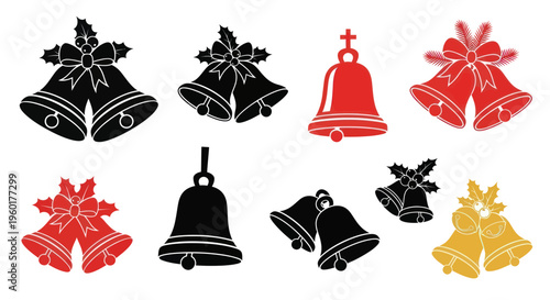 Christmas Bells Collection: Festive Holiday Icons for Design and Celebration