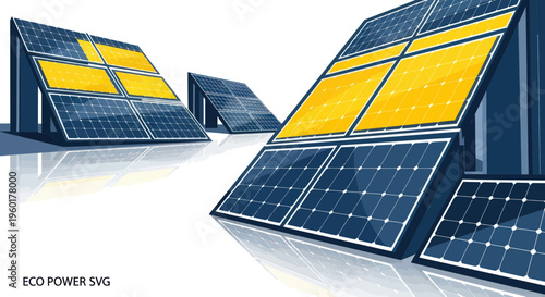 Solar Panels Array - Clean Energy Technology, Renewable Power Generation