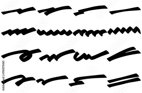 手書き太線マーカー風アンダーライン装飾セット