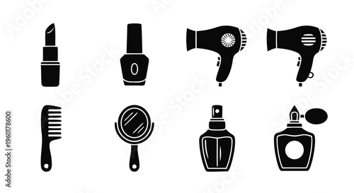 Vector illustration of set of beauty and makeup icons, vector illustration