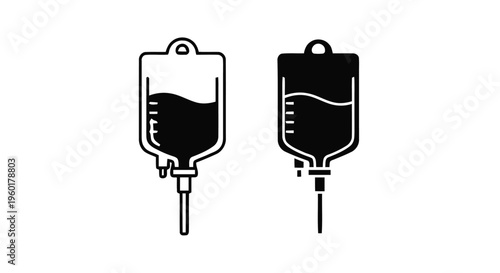 Vector illustration of iv drip bag icon set, medical infusion vector illustration