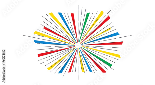 Colorful Burst of Lines and Rays on White Background