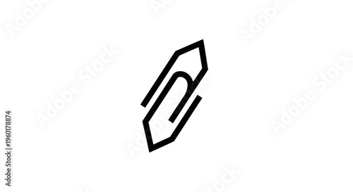 Minimalist Black Paperclip Icon on White Background, Office Supplies