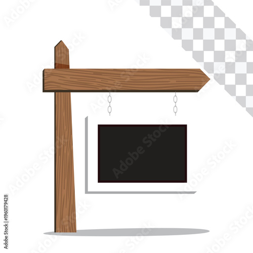 Wooden Sign Board Vector Illustration Isolated on White Background