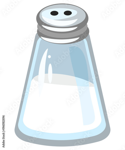 Salt shaker isolated on white background, kitchen seasoning container, vector illustration