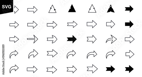 Arrow Icons Collection: Diverse Shapes, Directions, and Styles