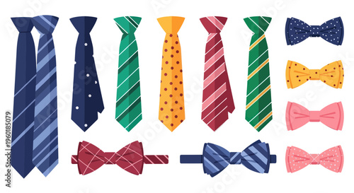 Collection of Colorful Ties and Bow Ties for Men's Fashion