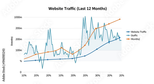 Website Traffic Last 12 Months Data Analysis Chart.