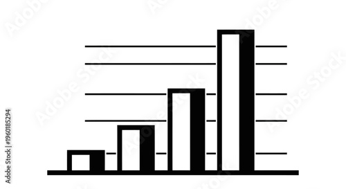 Monochrome Bar Chart Illustrating Data Growth and Statistical Analysis.