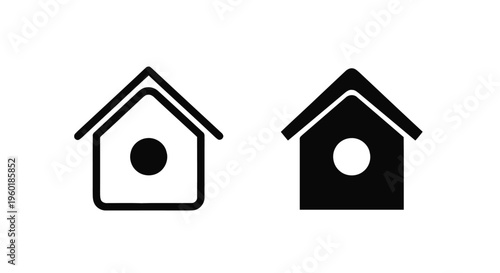 Vector illustration of birdhouse icon set, simple house shape with hole, vector illustration