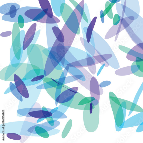 Abstract colorful shapes pattern with blue green purple and teal hues on white background for creative designs
