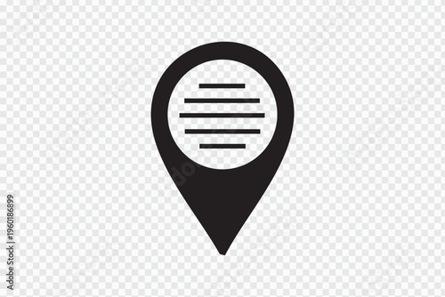Black map pin icon with horizontal lines