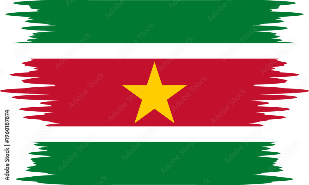 Obraz premium Suriname flag with brush or torn paper effect in high quality