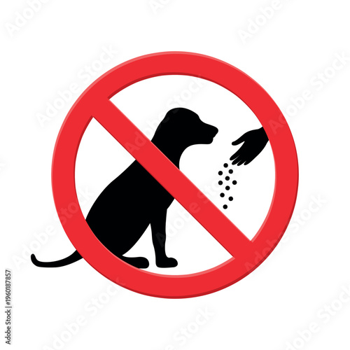 do not feed the dog sign, dogs feeding prohibition, forbidden circle, crossed out red circle, ban symbol, vector icon